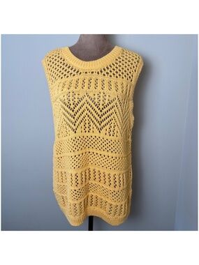 Talbots Pointelle Knit Sweater Tank Top Womens Large Shirt Cottage Lagenlook